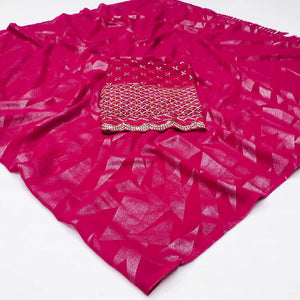 Pink Foil Printed Georgette Saree