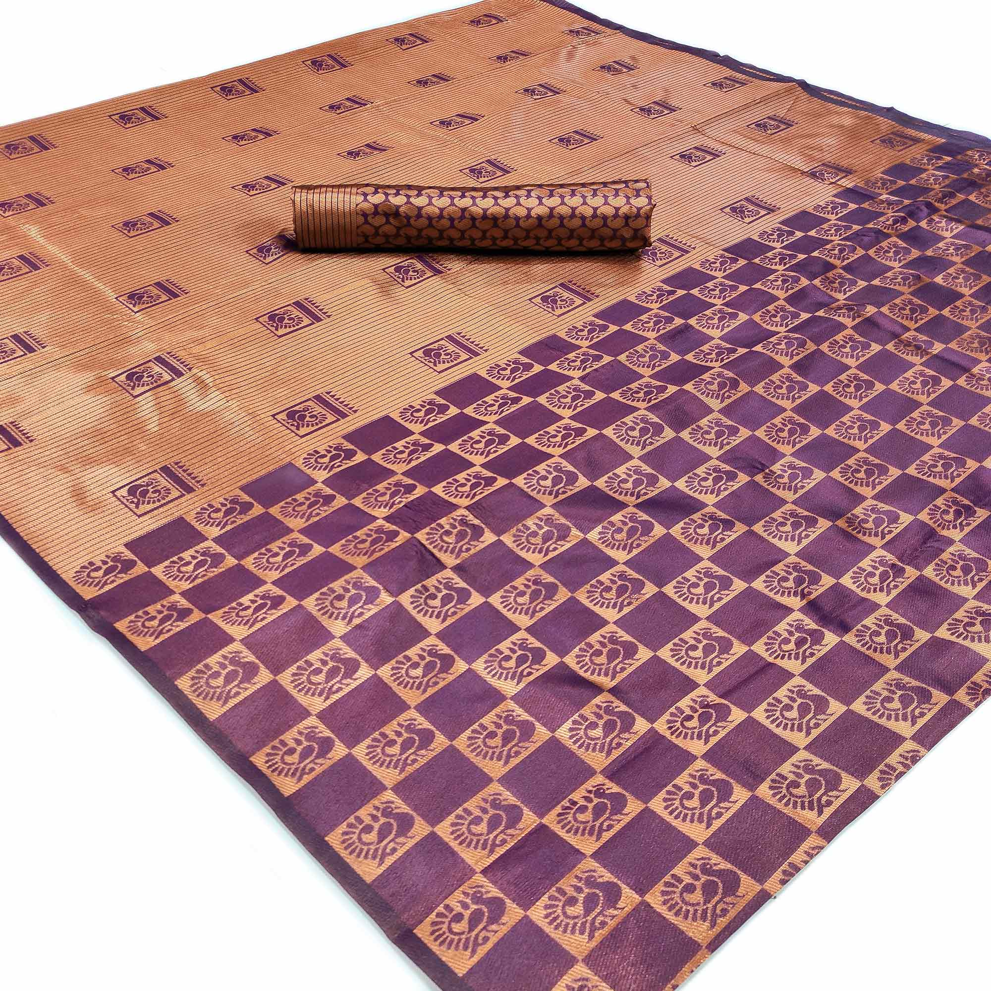 Purple Woven Banarasi Silk Saree