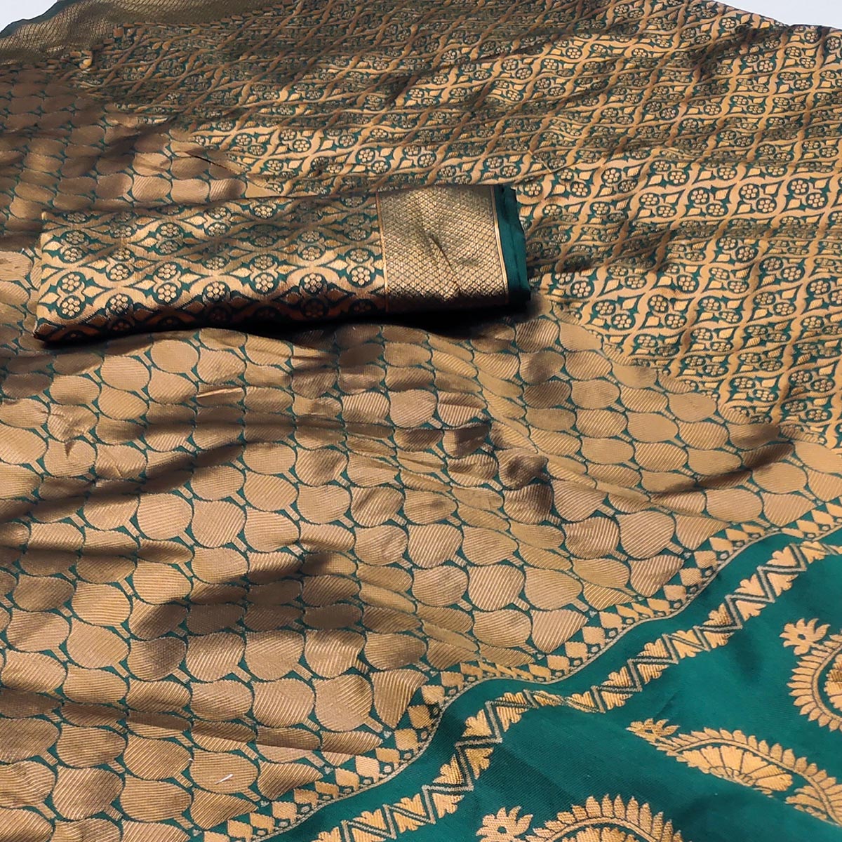 Green Woven Banarasi Silk Saree