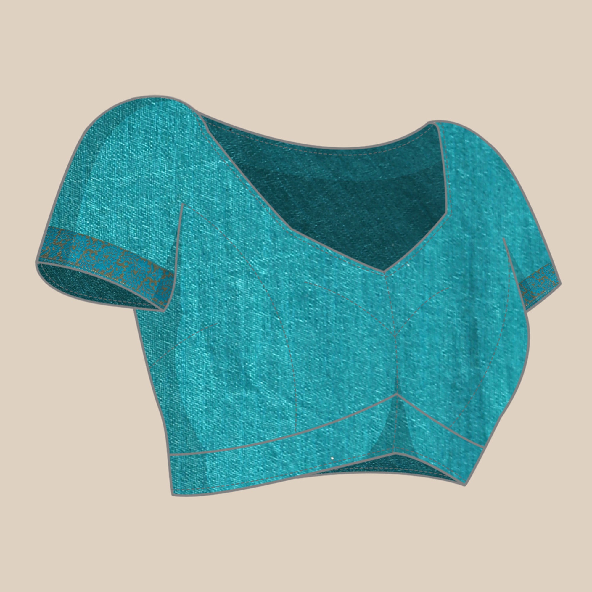 Turquoise Blue Swaroski Work Vichitra Silk Saree