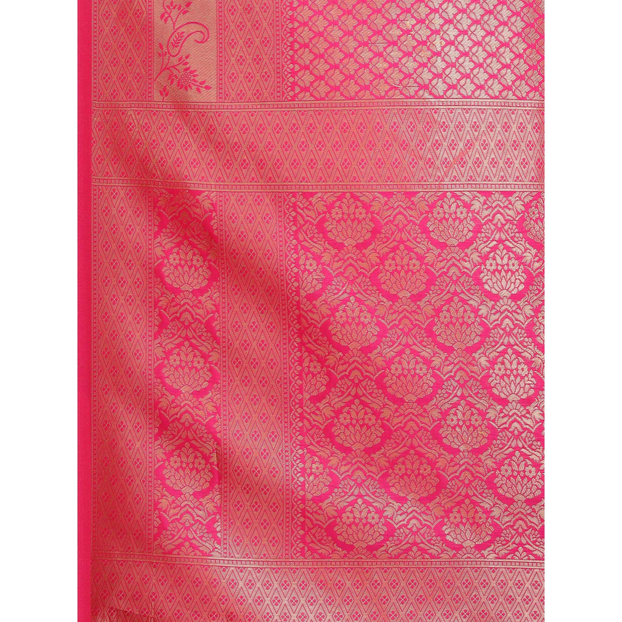 Pink Woven Banarasi Silk Saree