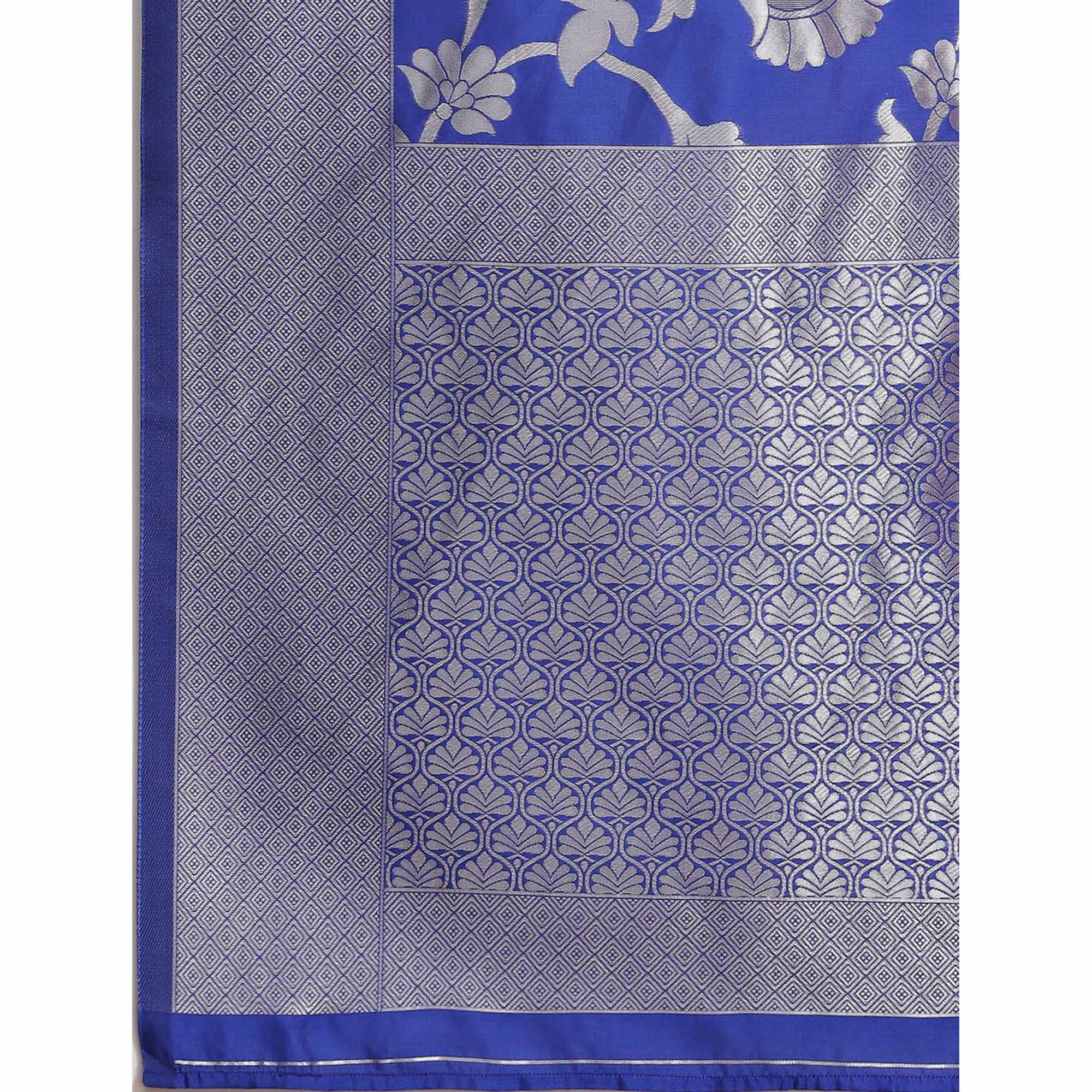 Blue Woven Banarasi Silk Saree