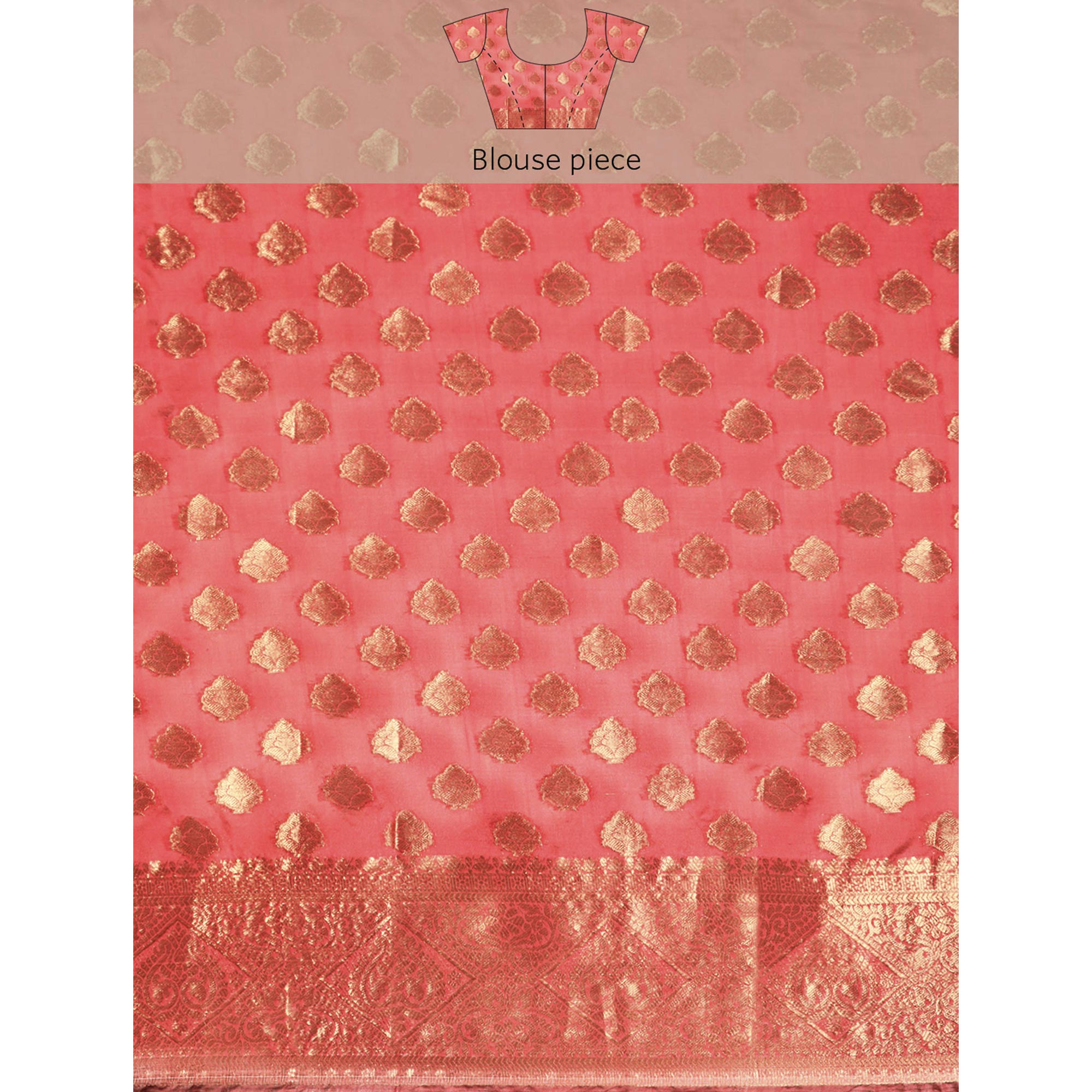 Pink Woven Organza Silk Saree With Tassels