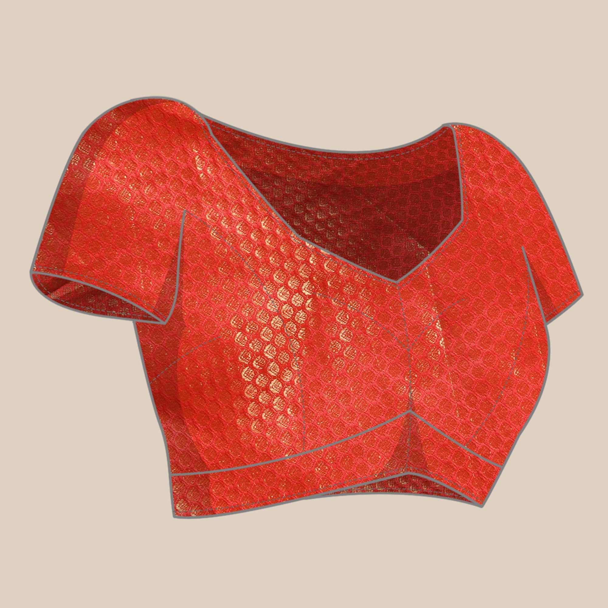 Red Foil Printed With Swarovski Zomato Silk Saree