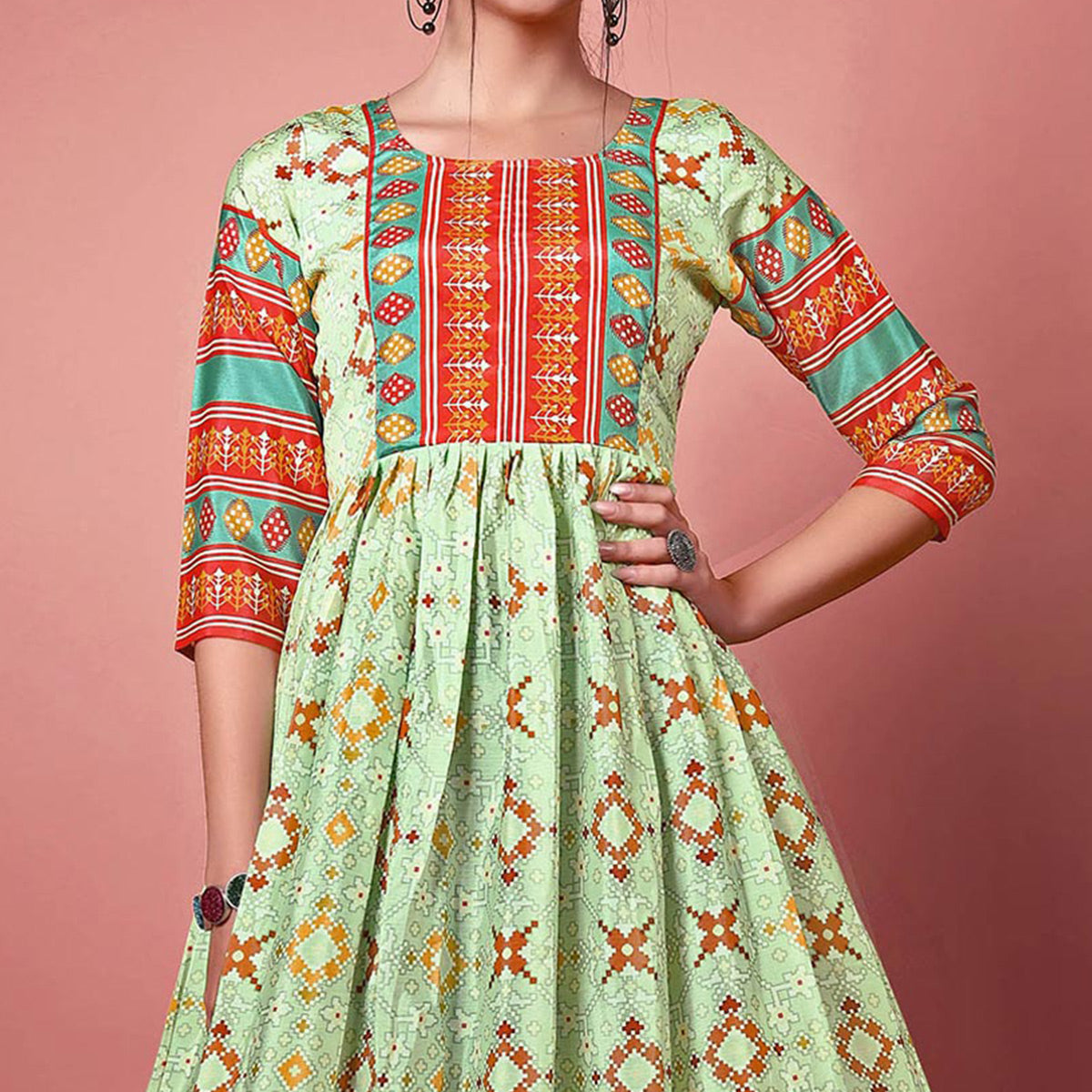 Latest Designer Printed Gown Style Long Kurtis Collection - The Ethnic World