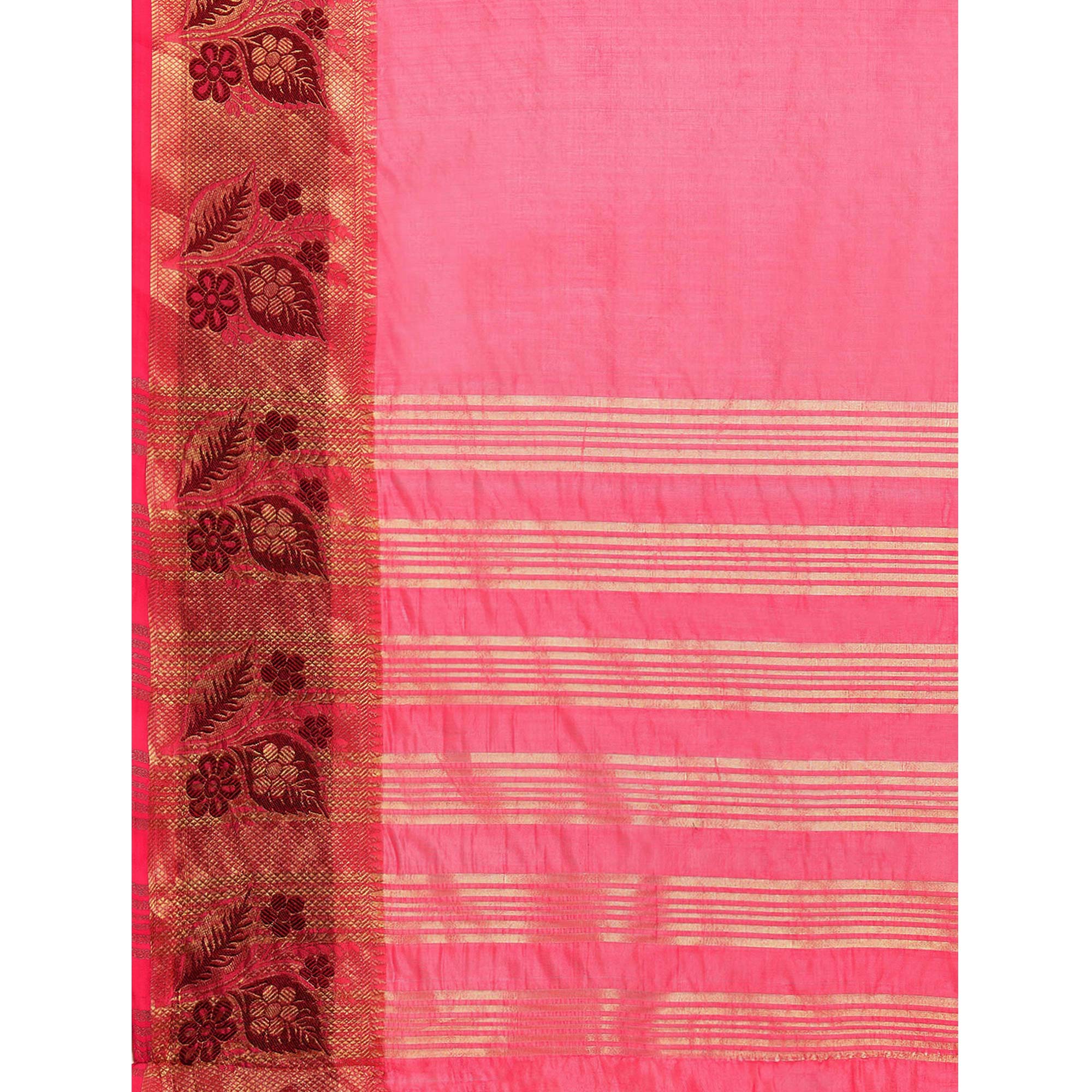 Rani Pink Woven Cotton Silk Saree