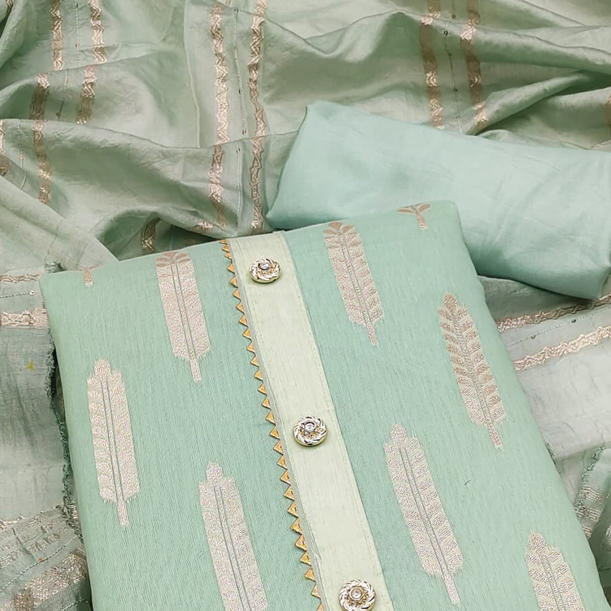 Green Woven Modal Dress Material