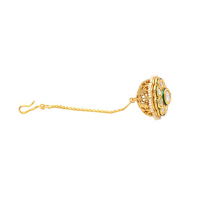 Gold Polish Kundan Maang Tikka