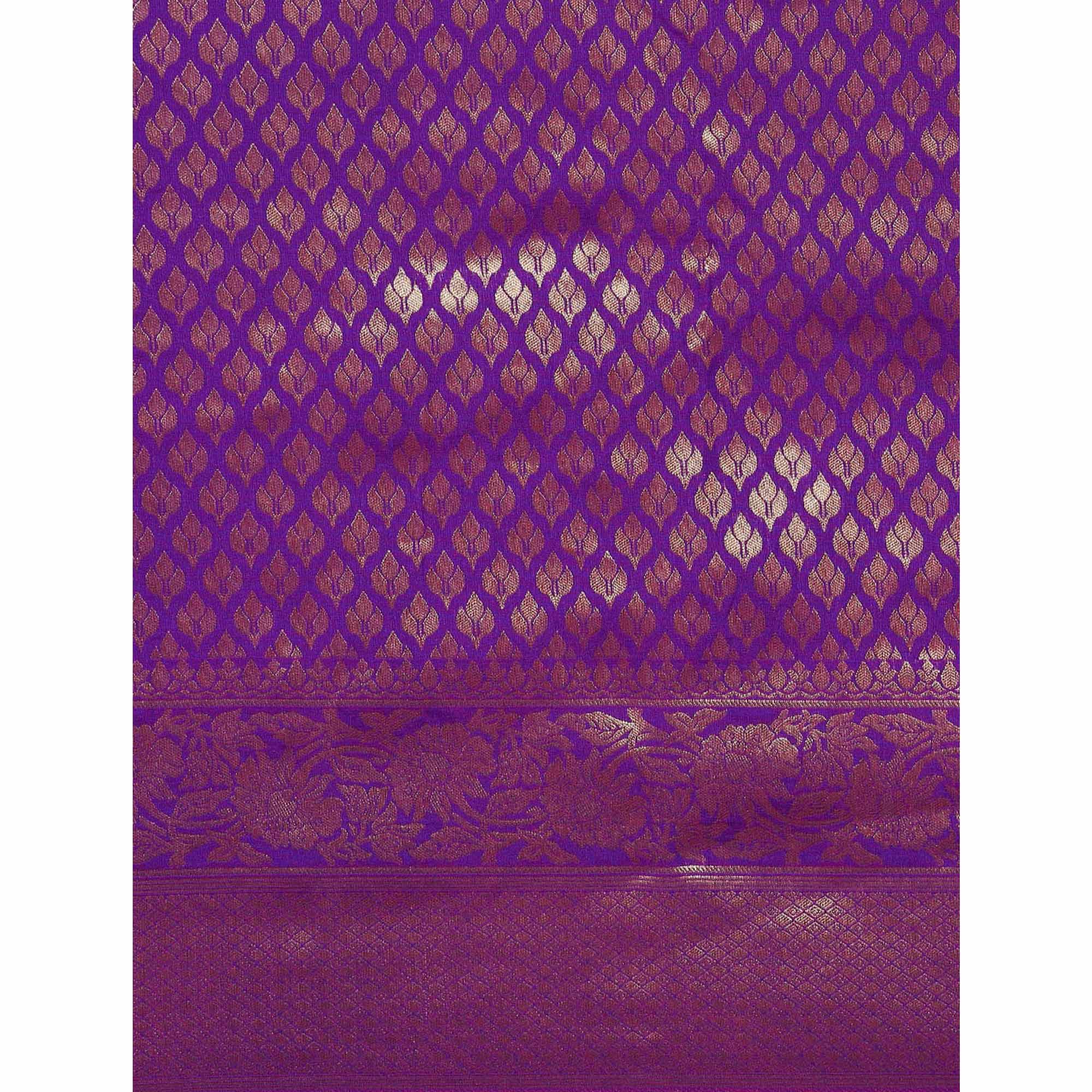 Violet Woven Kanjivaram Silk Saree