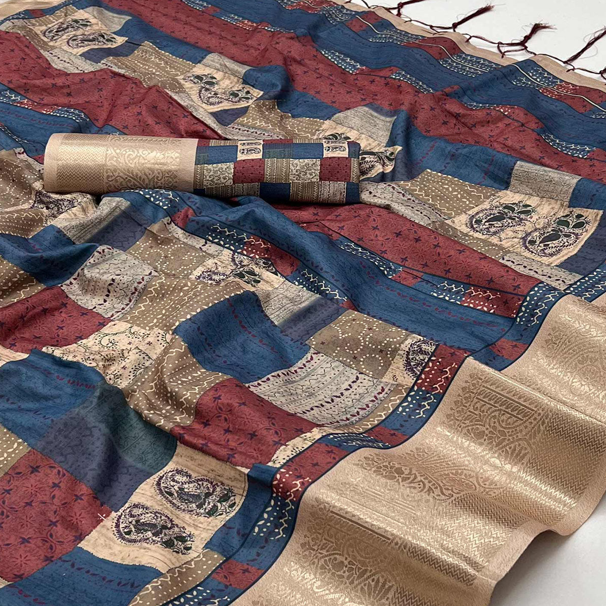 Multicolor Floral Digital Printed Pure Cotton Saree