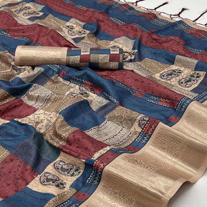 Multicolor Floral Digital Printed Pure Cotton Saree