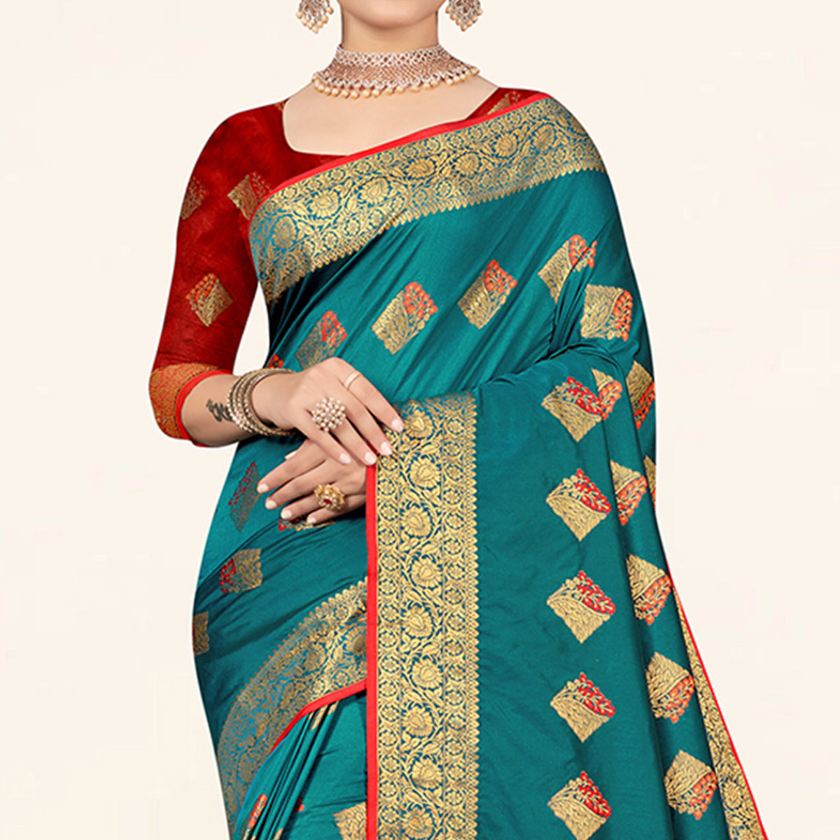 Morpich Woven Art Silk Saree With Tassels