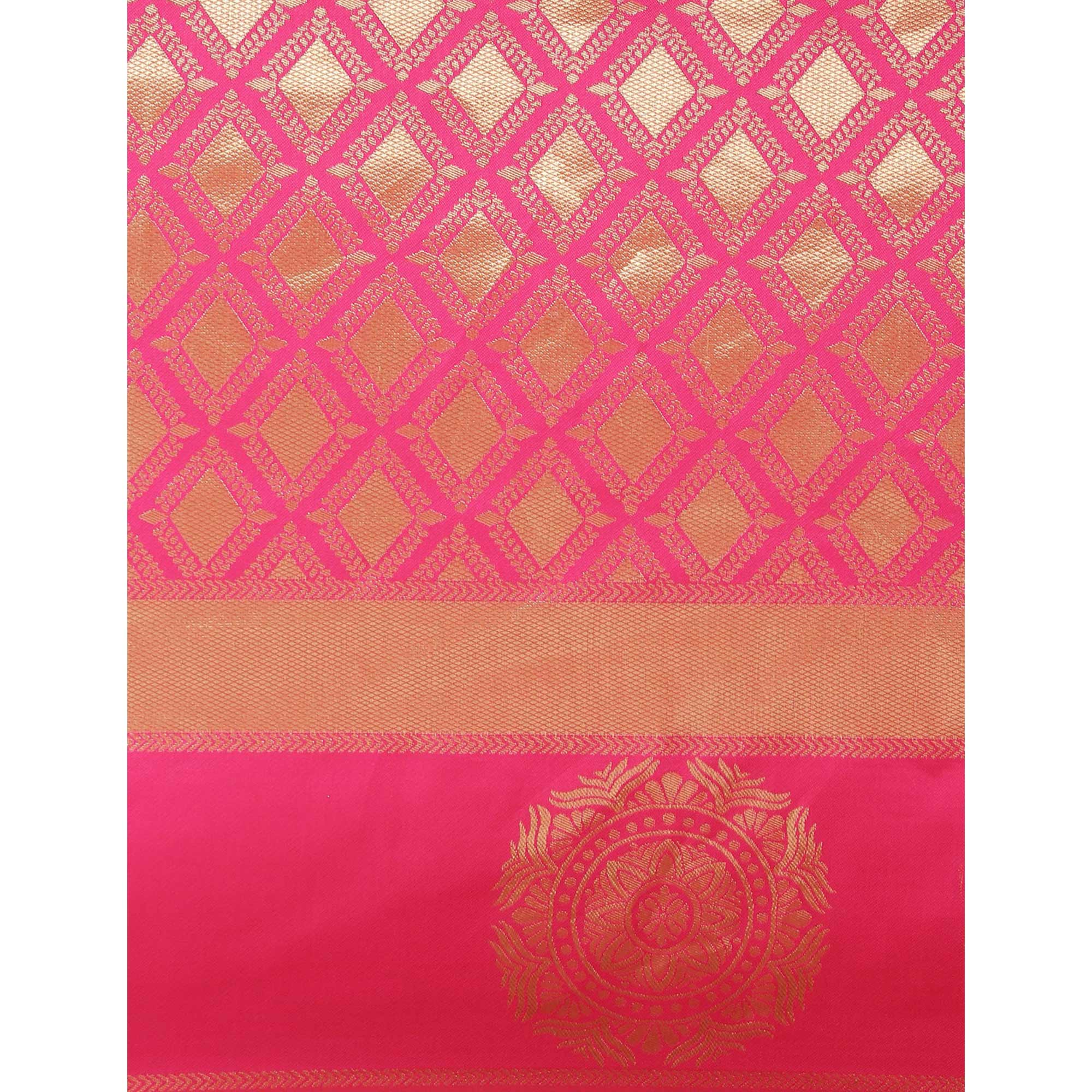 Pink Woven Banarasi Silk Saree