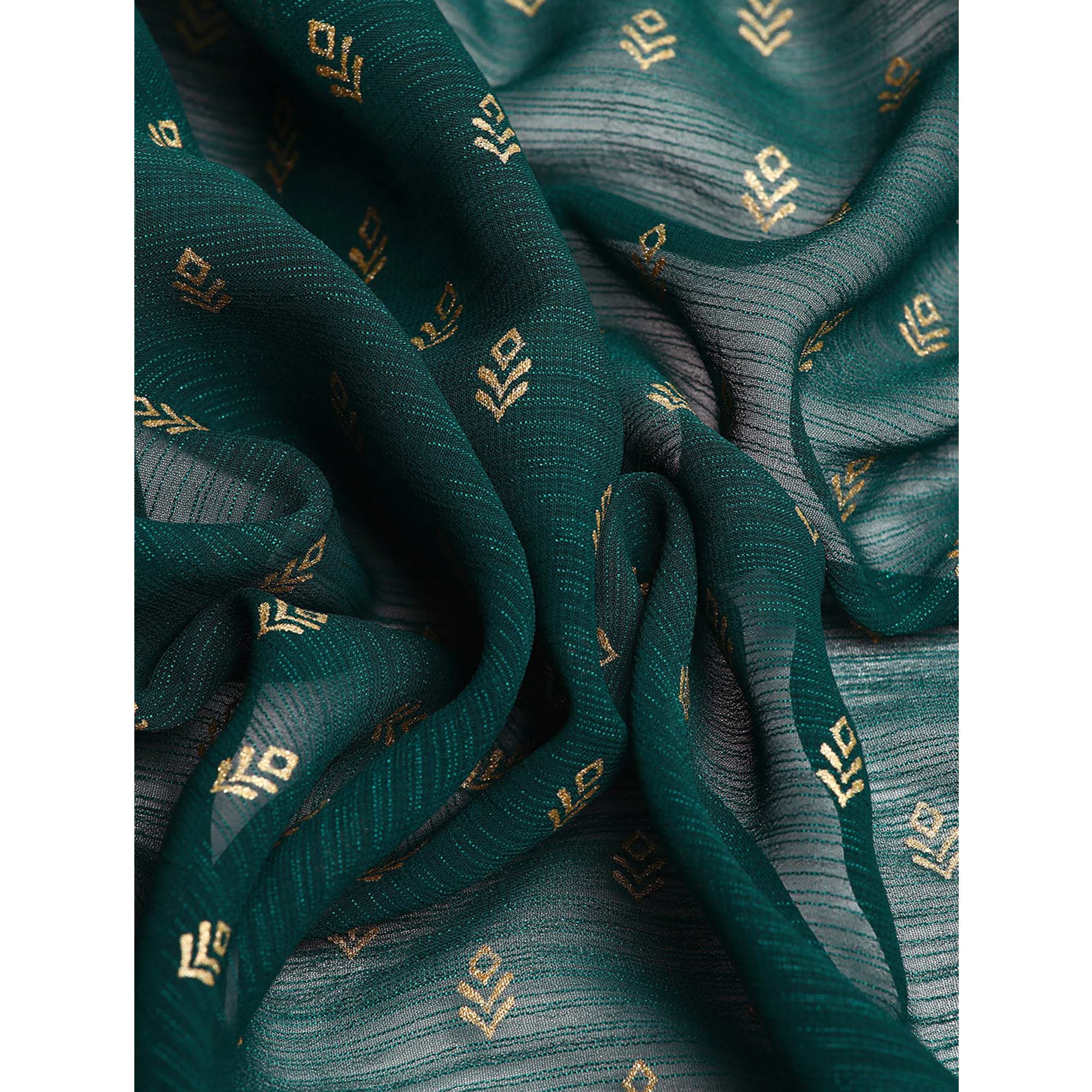 Green Foil Printed With Swarovski Zomato Silk Saree