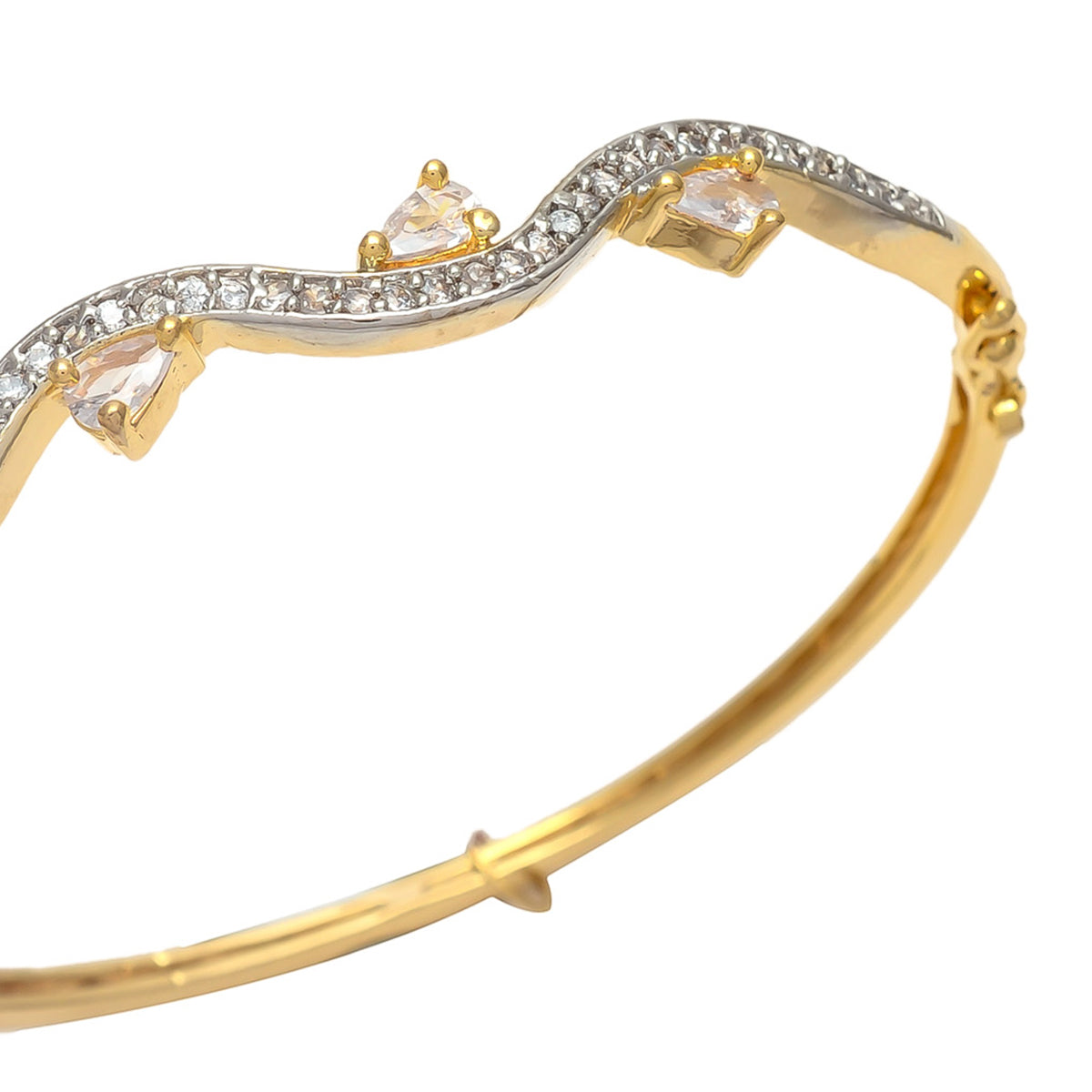 Gold Polish American Diamond Sleek Bracelet