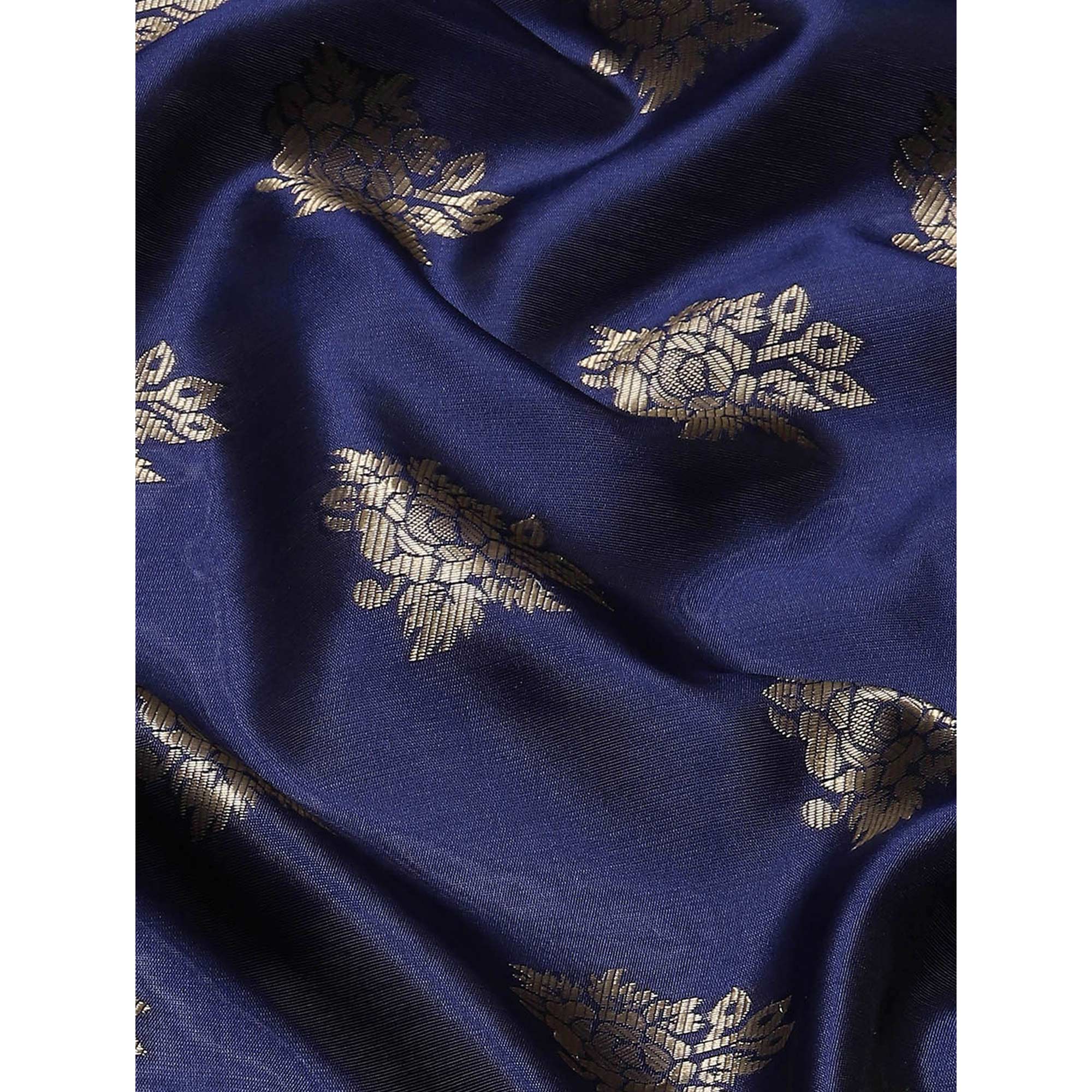 Navy Blue Woven Banarasi Silk Saree