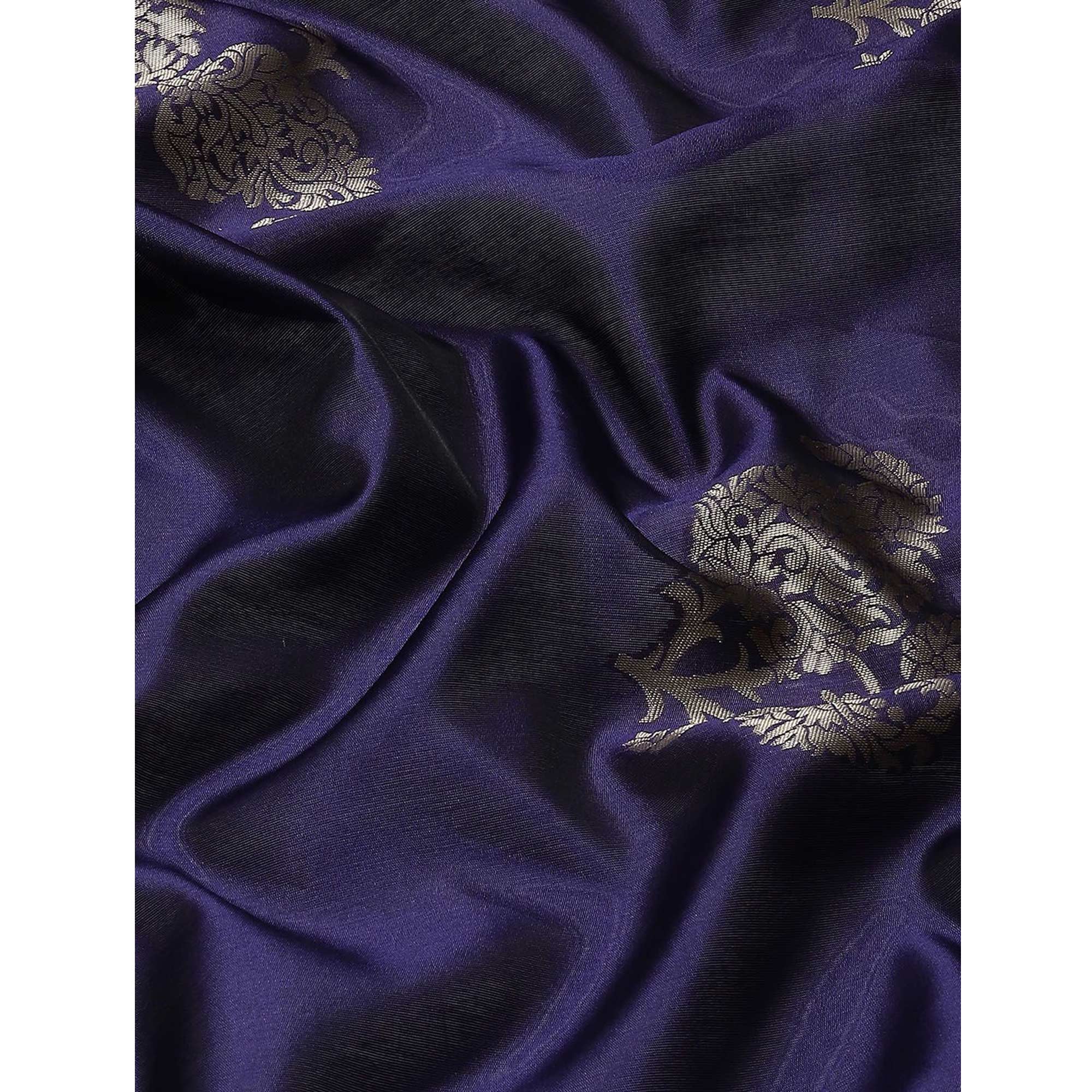 Navy Blue Woven Banarasi Silk Saree