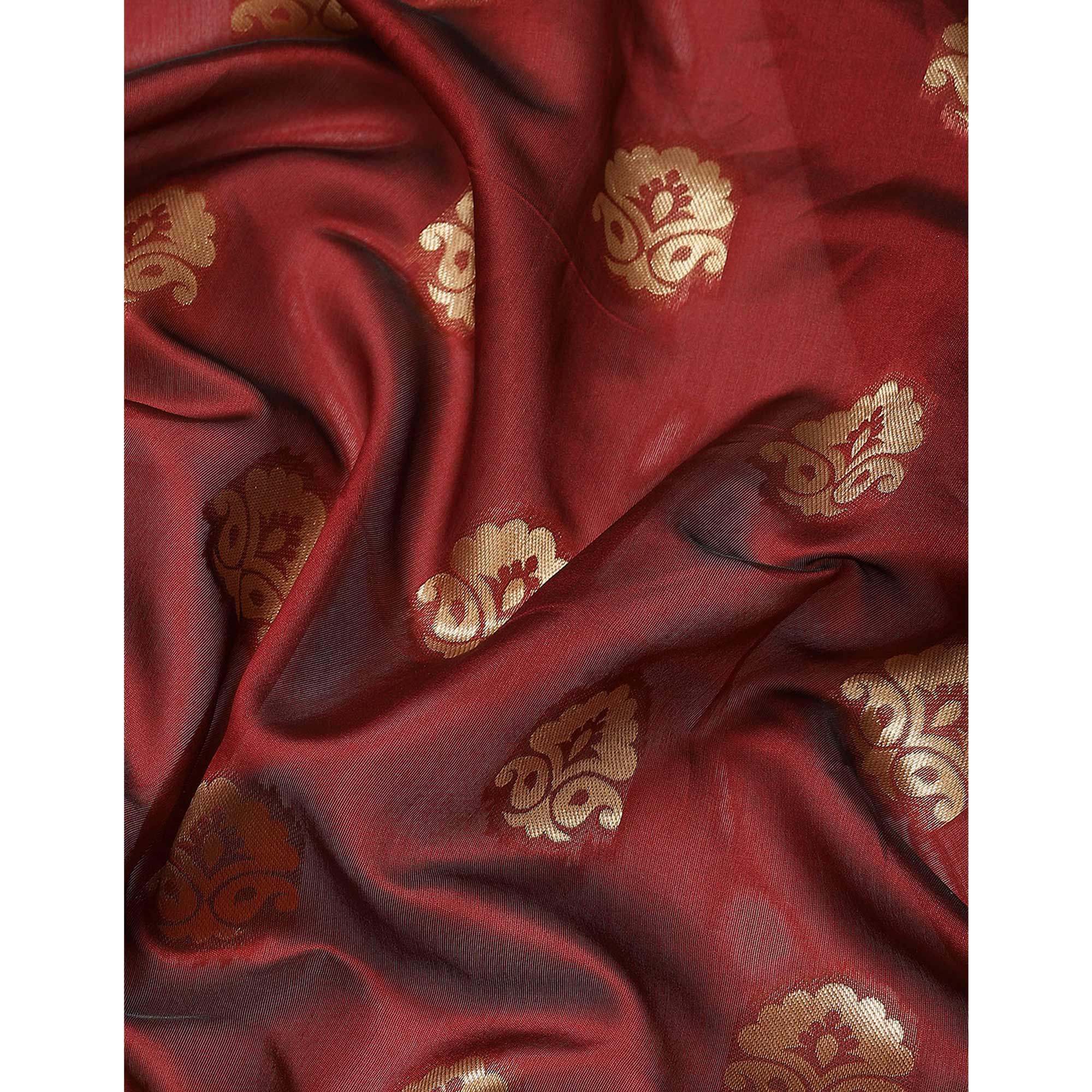 Maroon Woven Banarasi Silk Saree