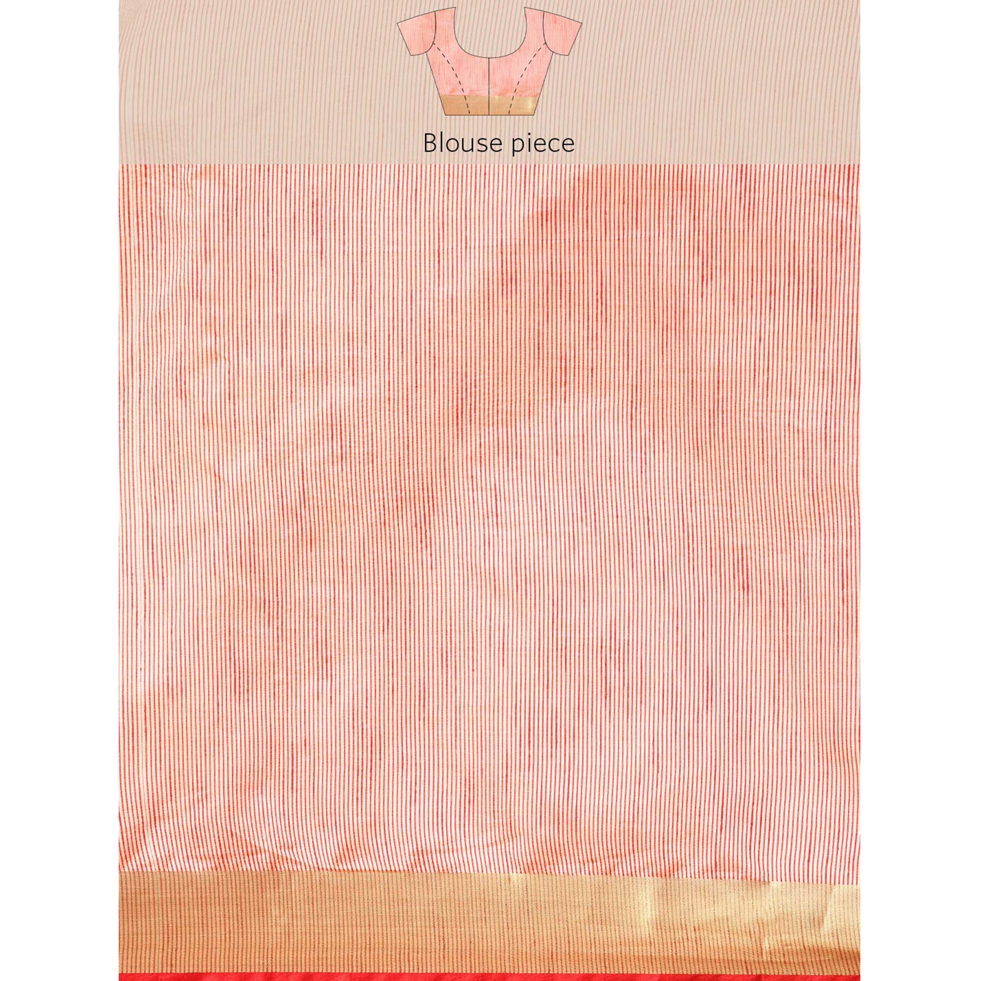 Beige Woven Zari Cotton Silk Saree