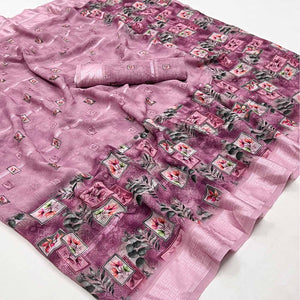 Mauve Digital Printed Viscose Saree