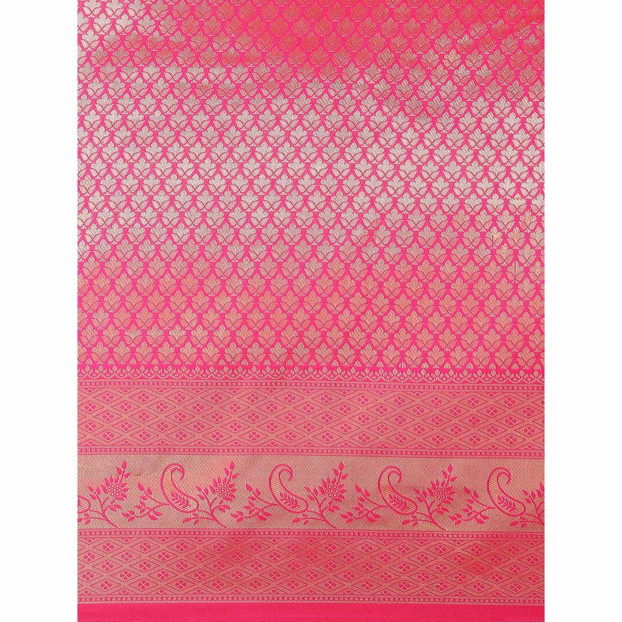 Pink Woven Banarasi Silk Saree