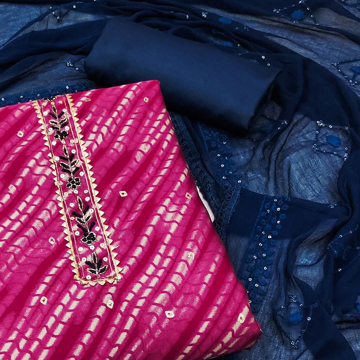 Rani Pink Printed Modal Dress Material