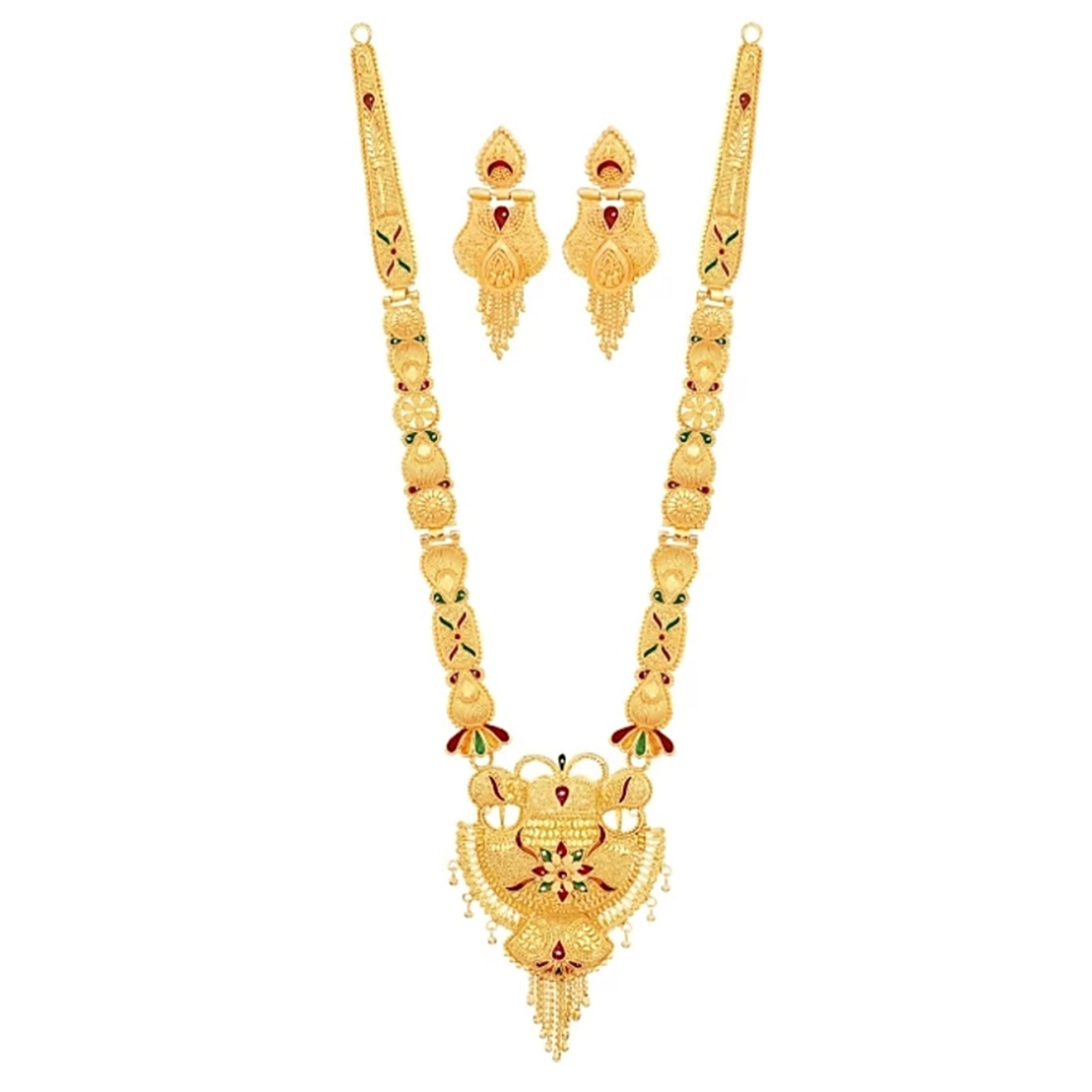 Gold Plated Alloy Long Necklace Set