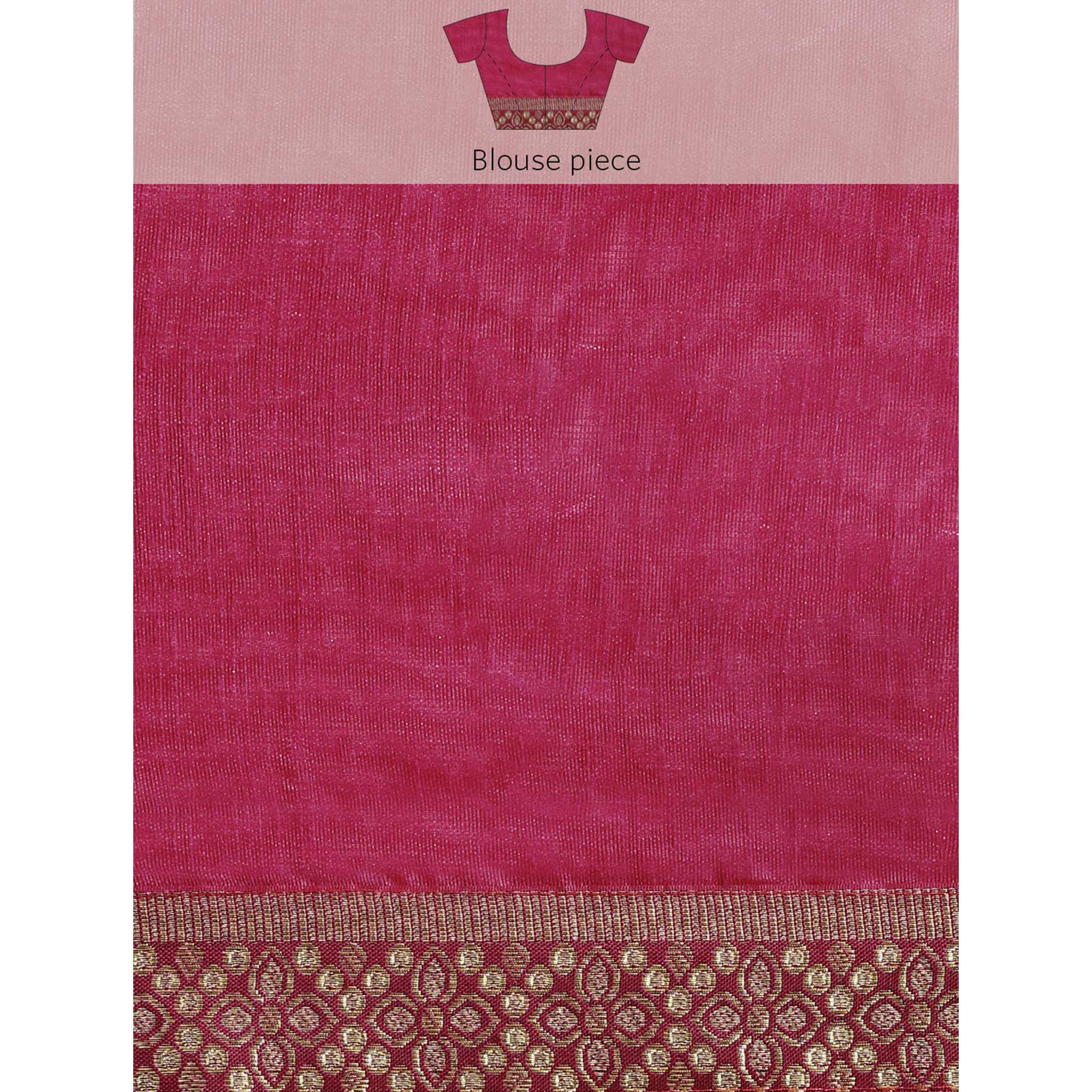 Pink Floral Foil Printed Vichitra Silk Saree