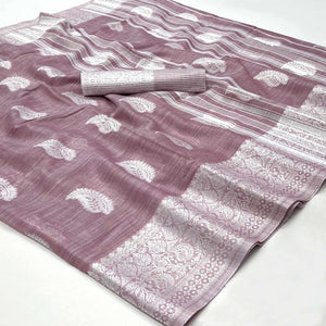 Purple Woven Linen Saree