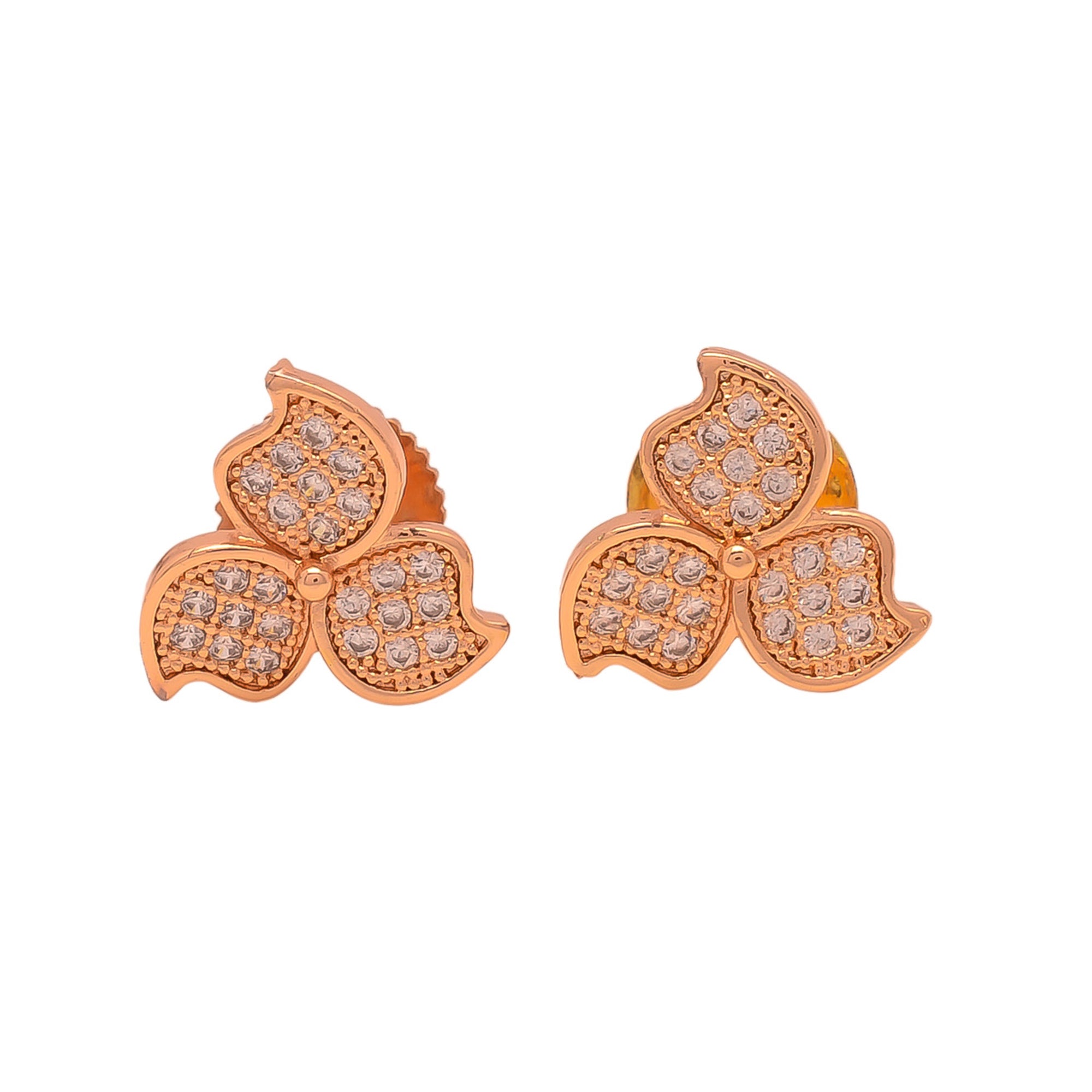 Rose Gold Polish Stud Earrings Pair