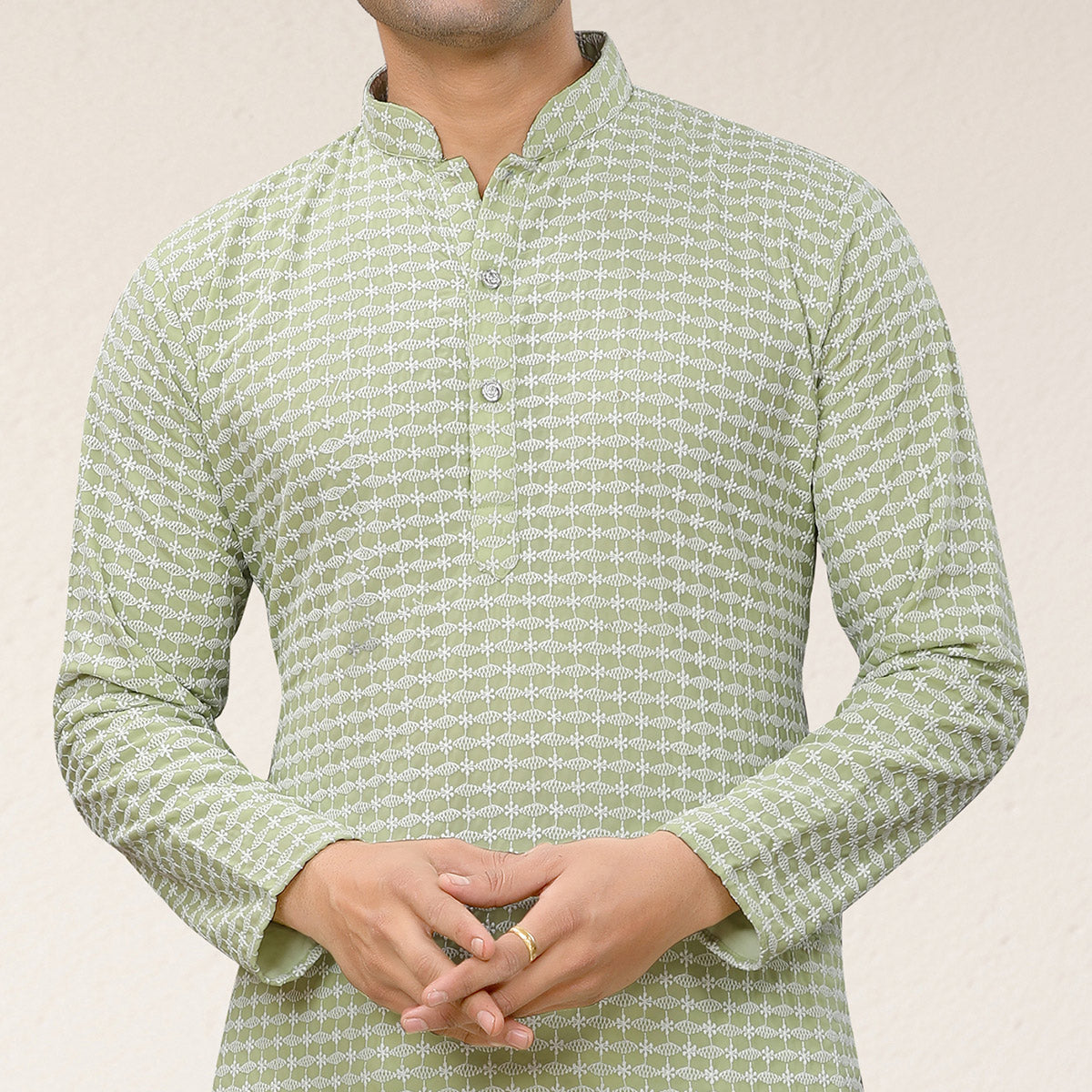 Pista Lucknowi Embroidered Georgette Kurta Pyjama Set