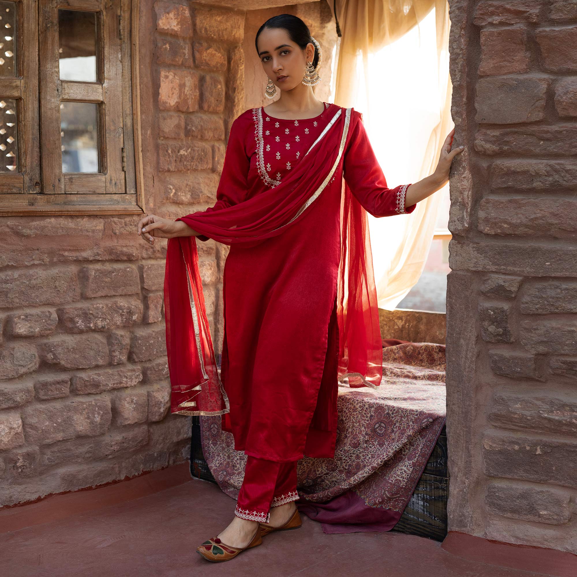 Pink Embroidered Velvet Salwar Suit