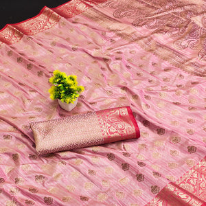 Pink Woven Kanjivaram Silk Saree