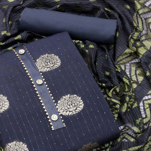 Grey Woven With Sequins Work Modal Dress Material