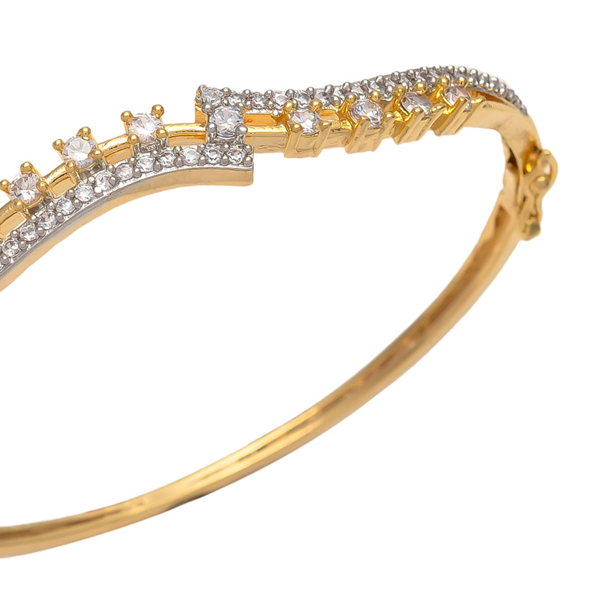Gold Polish American Diamond Sleek Bracelet