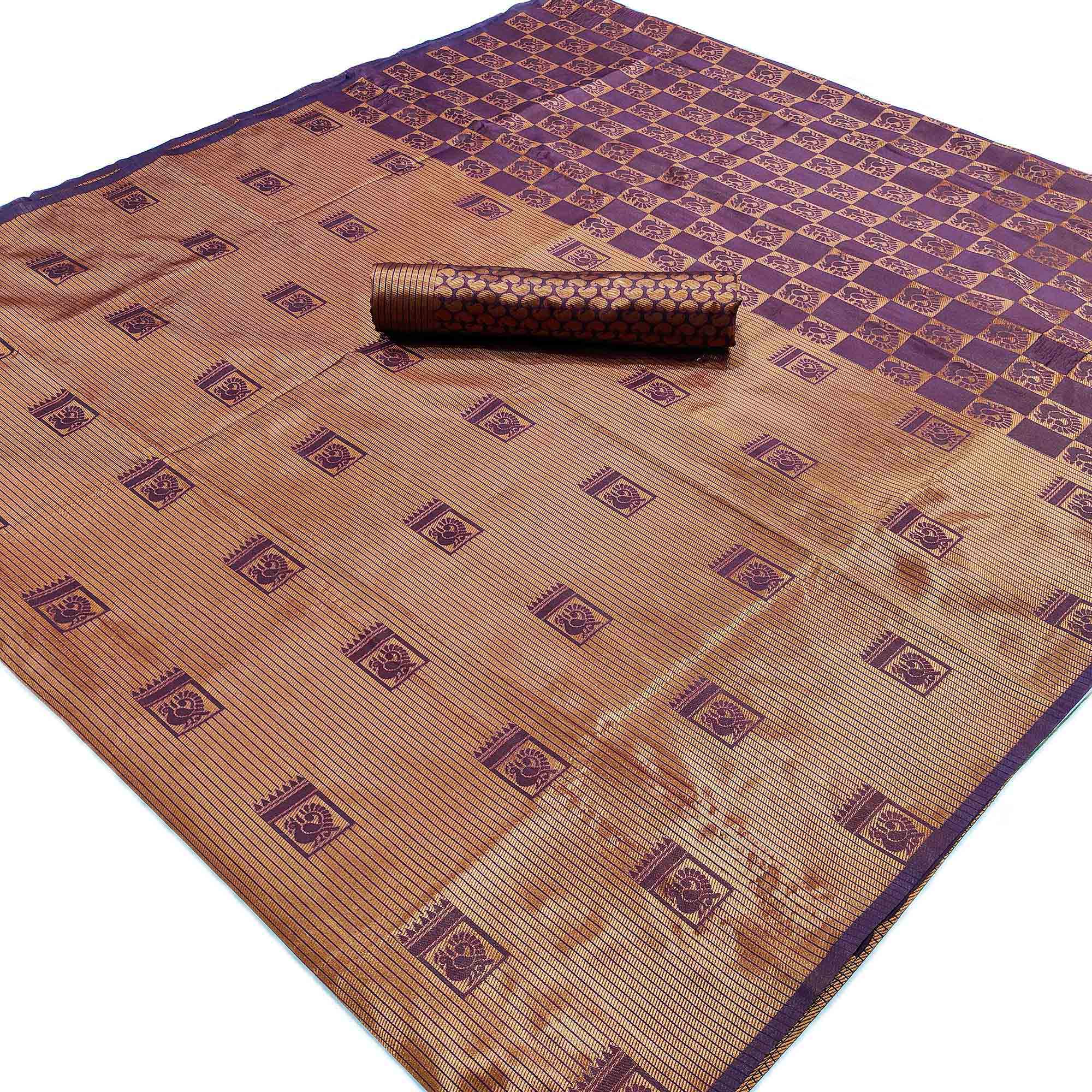 Purple Woven Banarasi Silk Saree