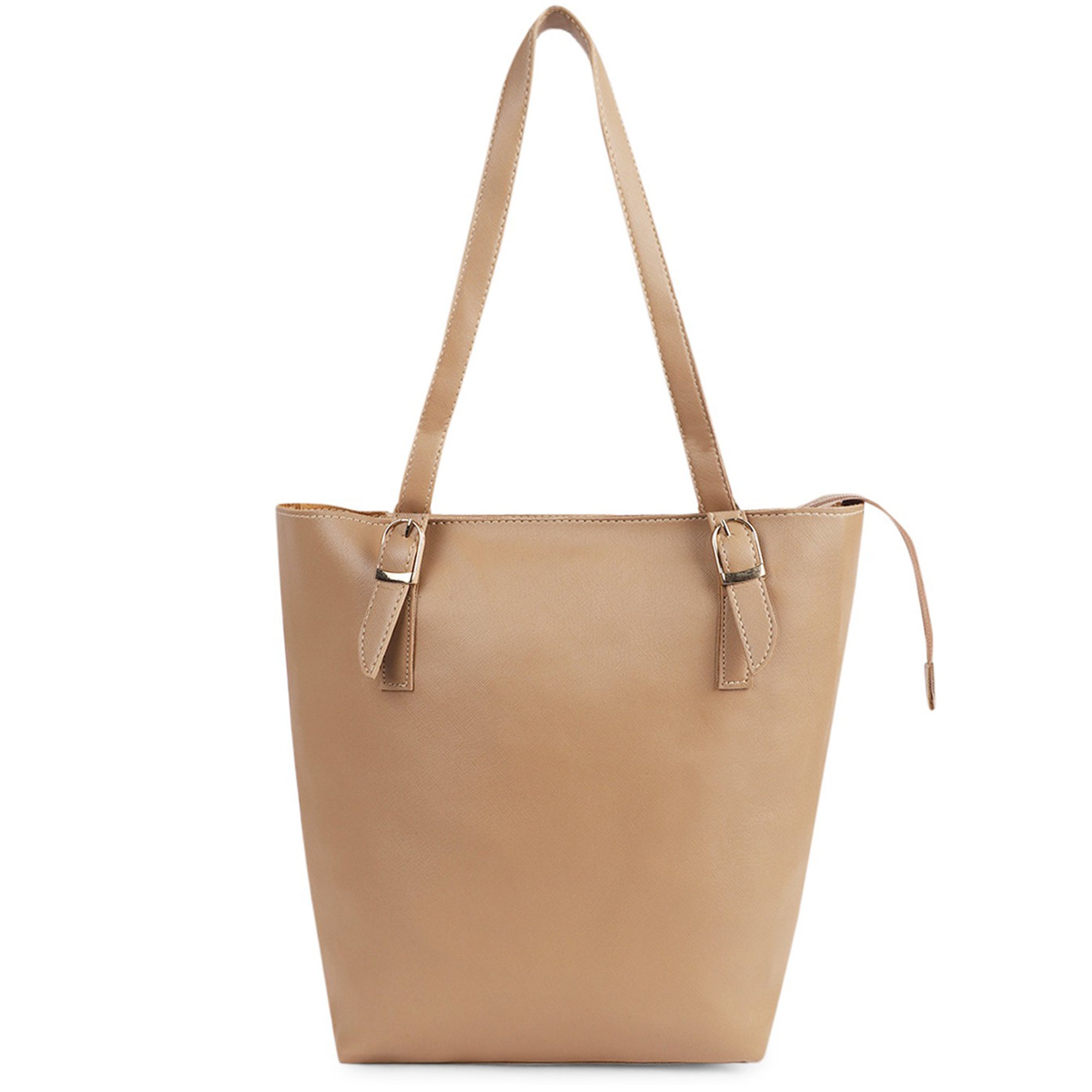 TMN - Women Cream Solid Vegan Leather Handbag (Pack of 3)
