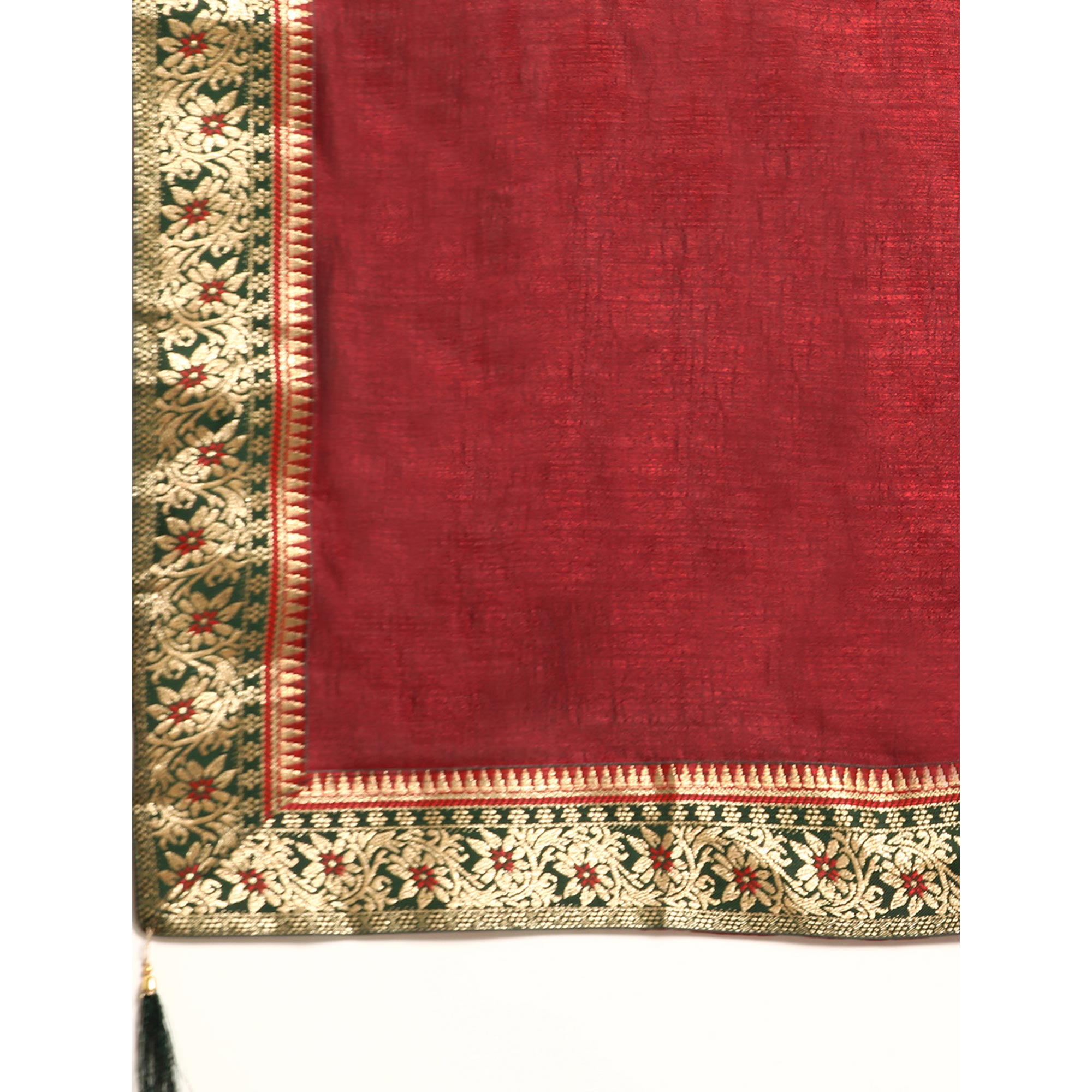 Maroon Solid Vichitra Silk Saree With Fancy Border