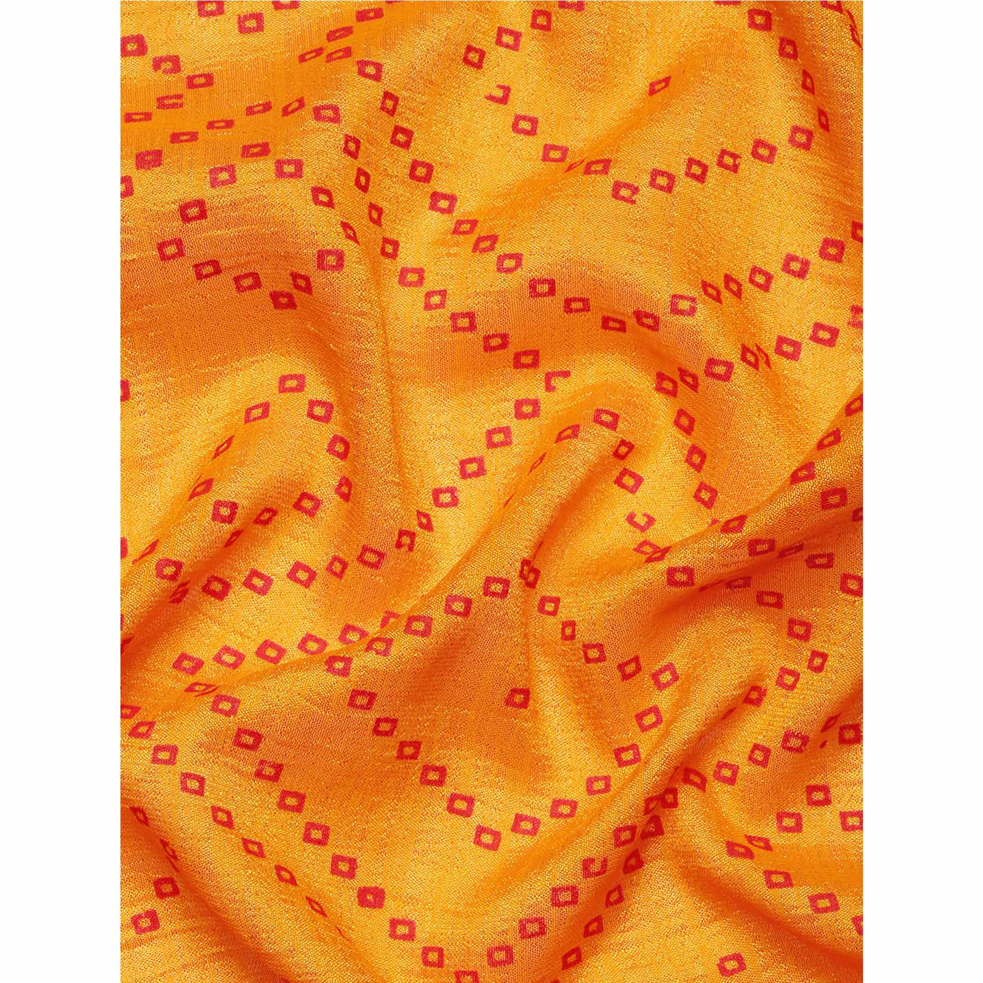 Yellow Foil Printed With Swarovski Vichitra Silk Saree