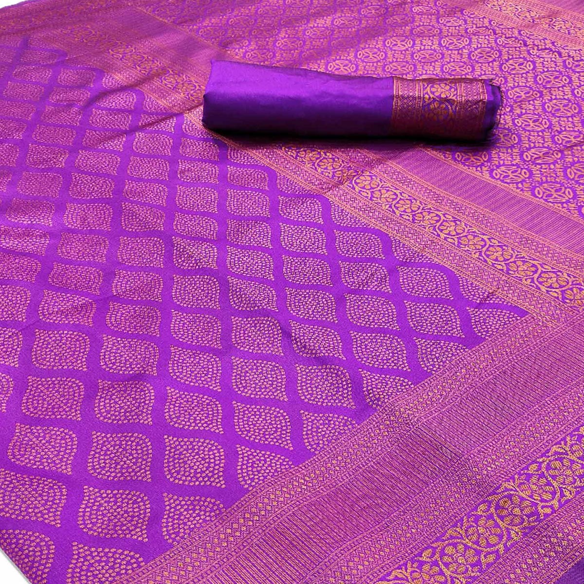 Purple Woven Banarasi Silk Saree