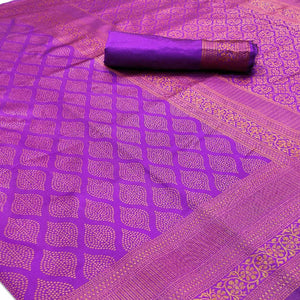 Purple Woven Banarasi Silk Saree