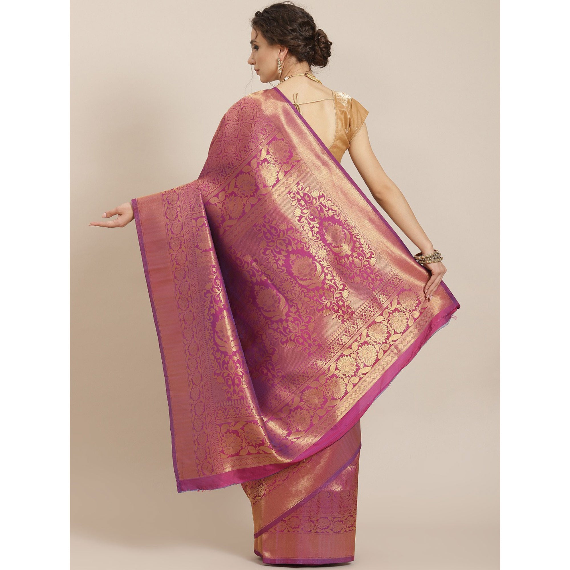 Wine Woven Kanjivaram Silk Saree