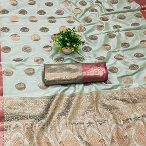 Sea Green Woven Kanjivaram Silk Saree