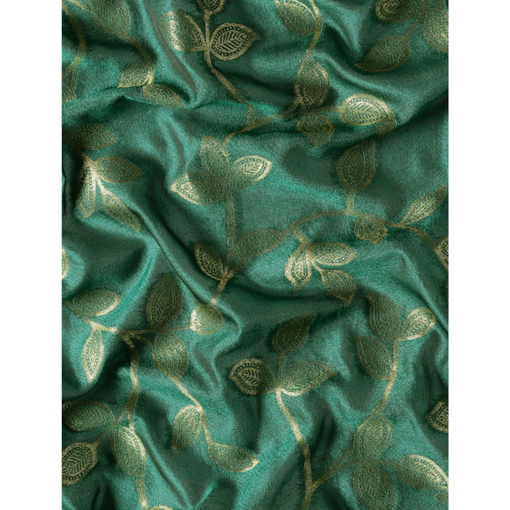 Green Woven Kanjivaram Silk Saree WithTassels