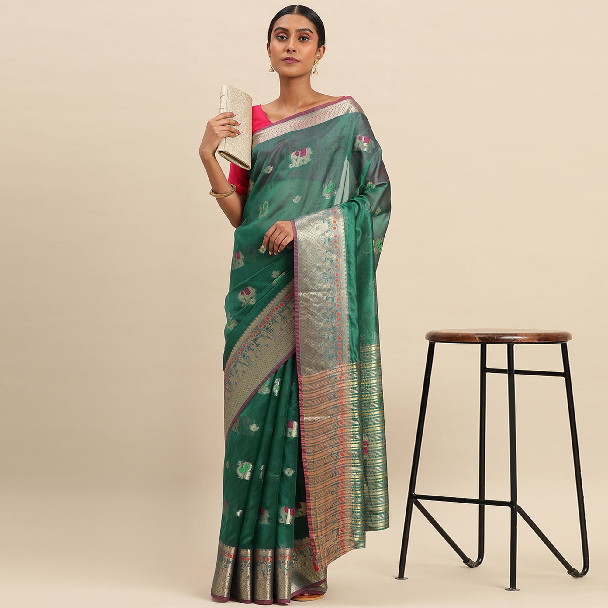 Rama Woven Organza Saree