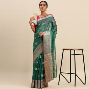Rama Woven Organza Saree
