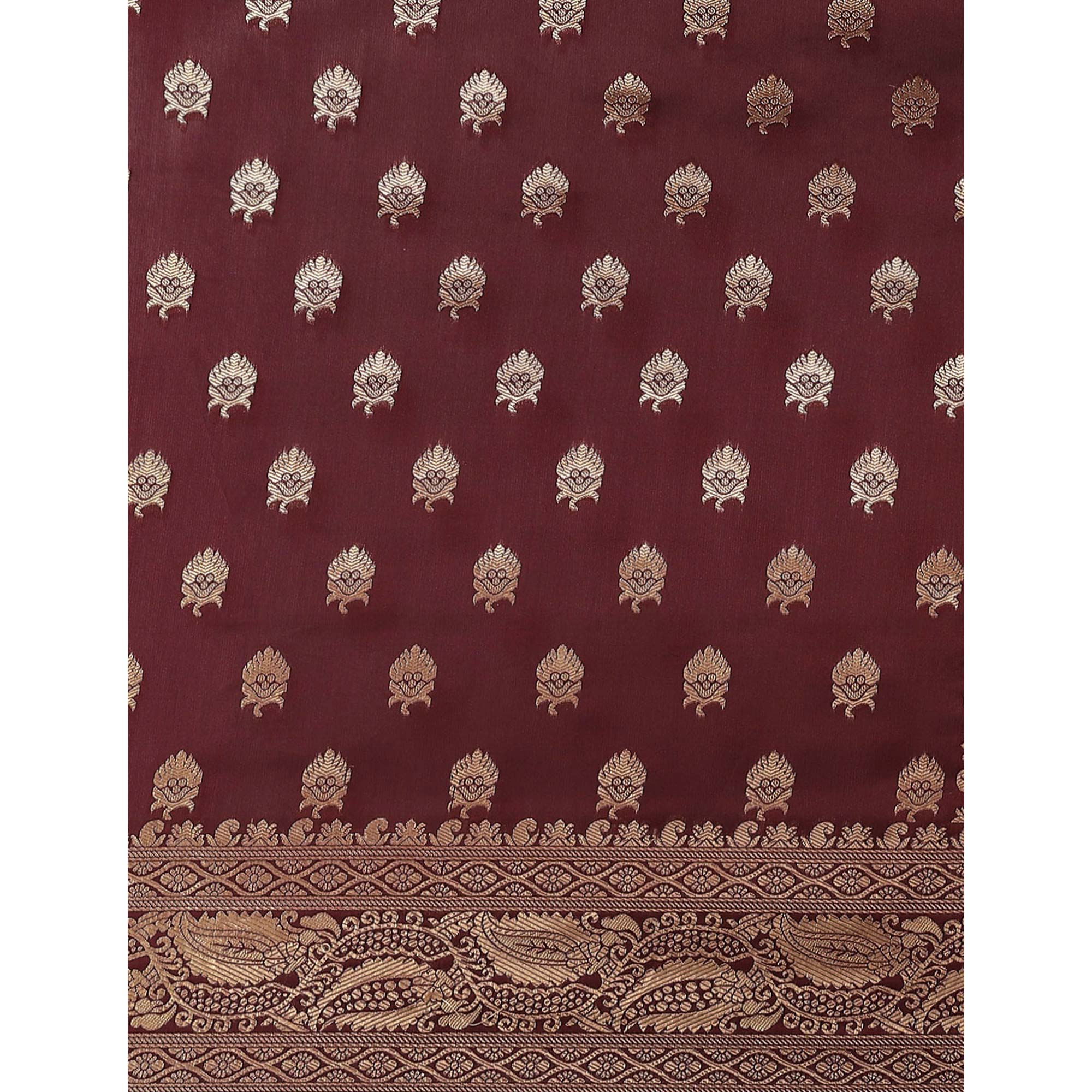 Maroon Woven Banarasi Silk Saree