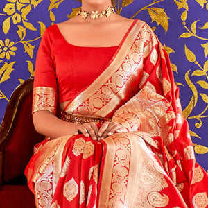 Red Woven Pure Silk Saree
