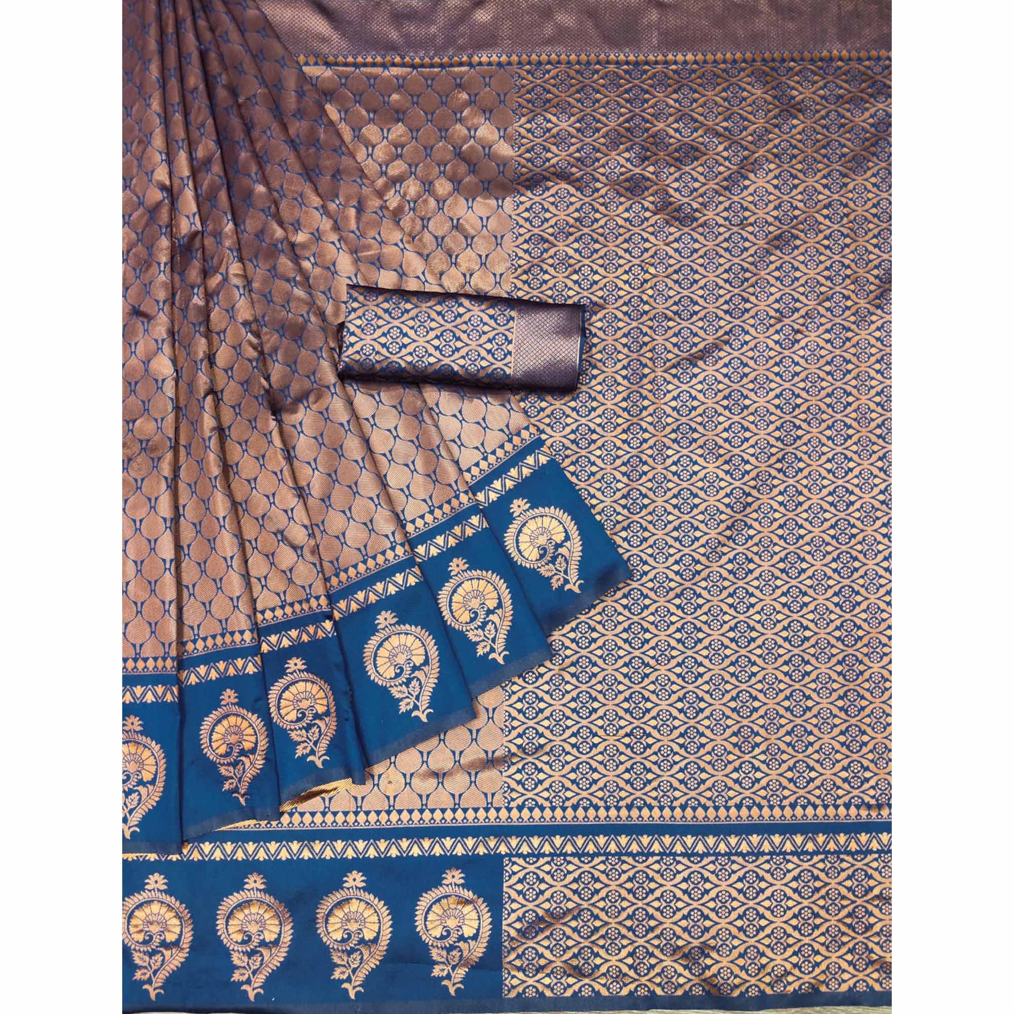 Blue Woven Banarasi Silk Saree