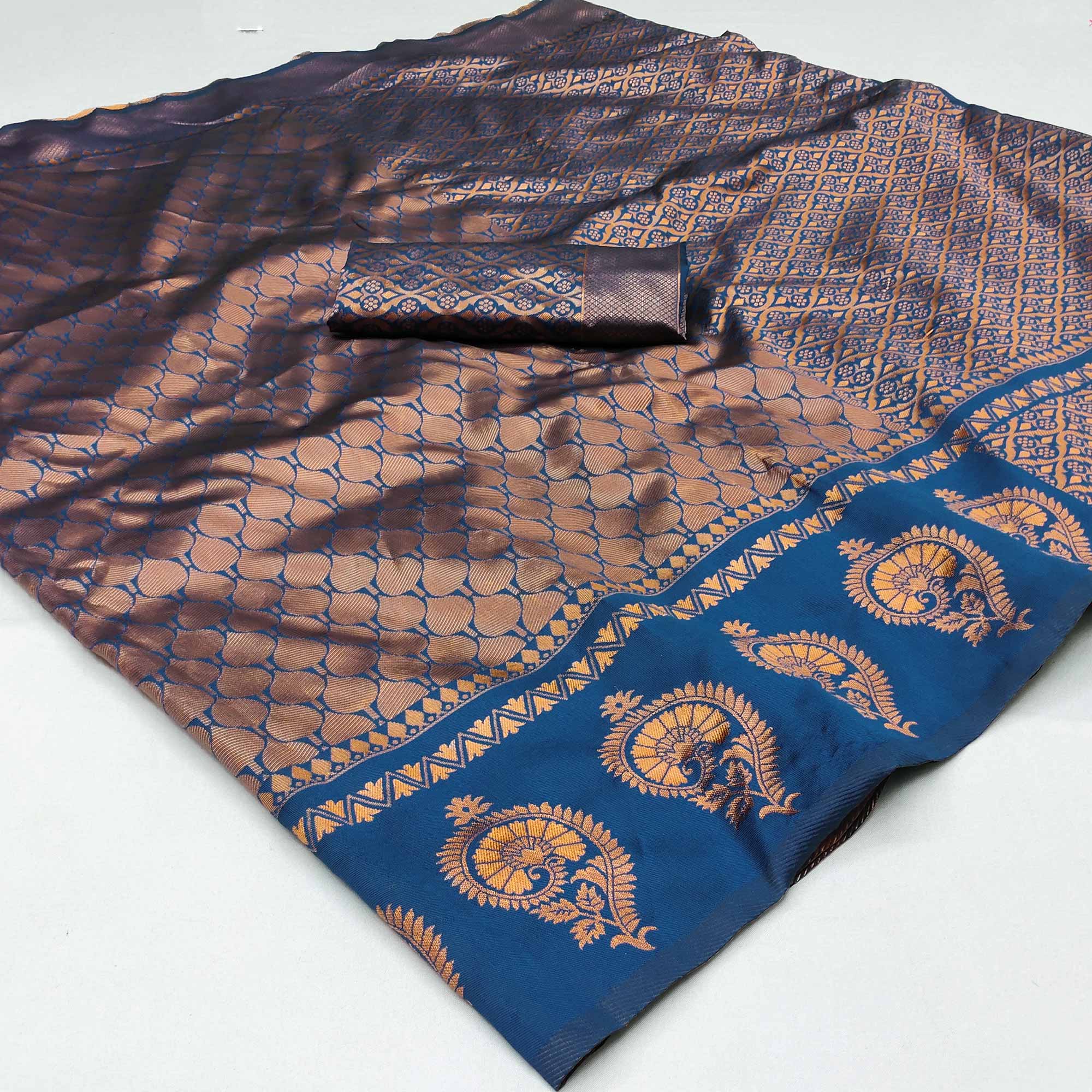 Blue Woven Banarasi Silk Saree